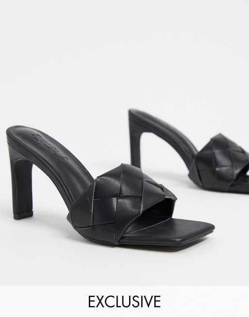 black plaited mules