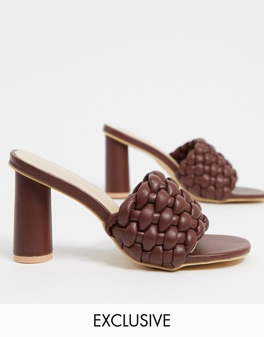 Z_Code_Z Exclusive Shani vegan woven heeled mules in chocolate brown