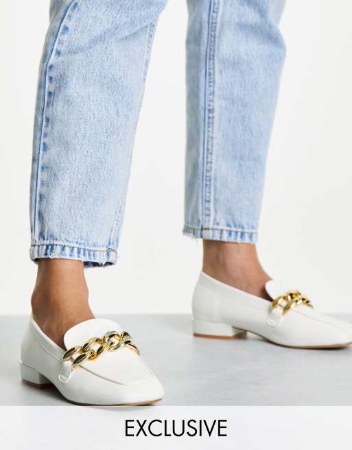 Z_Code_Z – Exklusiv – Layla – Flache Schuhe in Weiß mit Kettendetail, - WHITE