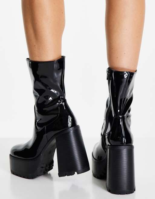 Z_Code_Z - Jess - Stivaletti in vernice neri con suola spessa e plateau - BLACK, 4 di 4