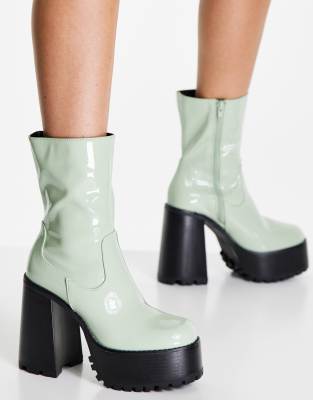 sage green platform boots