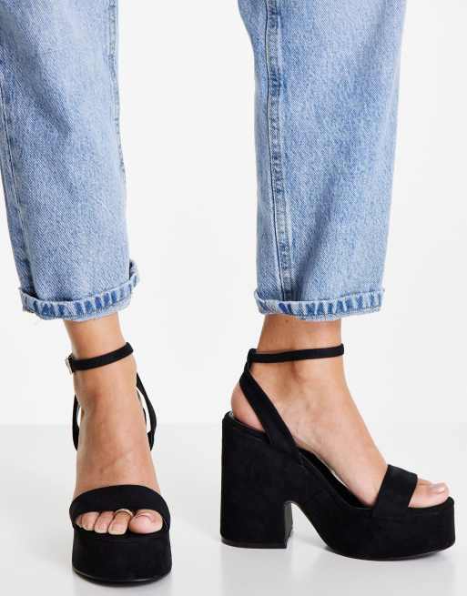 ASOS DESIGN two strap sandals in stone faux suede