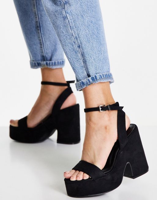 ASOS DESIGN two strap sandals in stone faux suede