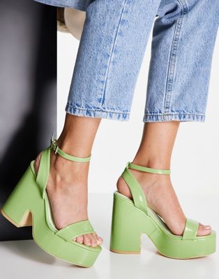 Z_Code_Z Linda platform sandals in lime green patent - LGREEN