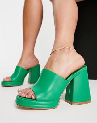 Z_Code_Z Nera heeled mule sandals in green - ASOS Price Checker