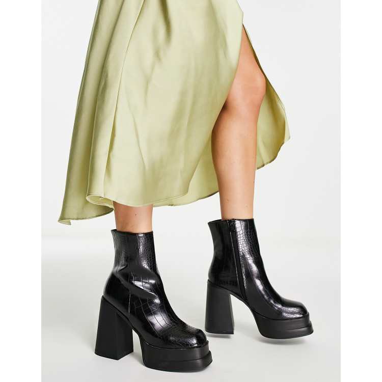 NOA Z_Code_Z Noa chunky heeled boots in black croc - BLACK | ASOS