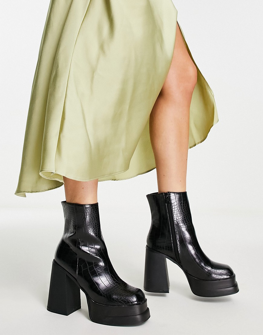 Z Code Z Noa vegan chunky heeled boots in black croc