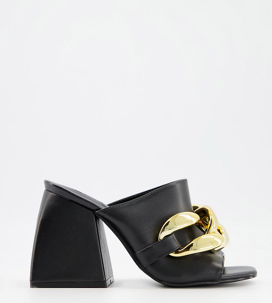 Z Code Z Wide Fit Exclusive Bonny mules with chunky chain in black - BLACK
