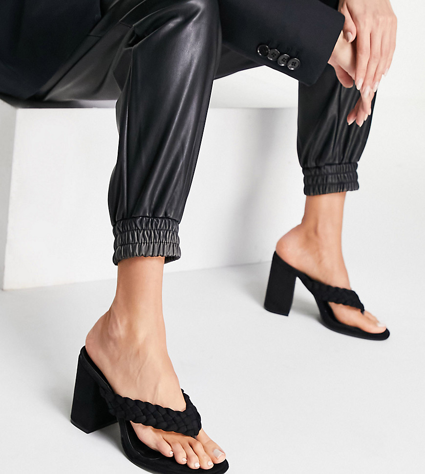 Z Code Z Wide Fit Exclusive Dina plaited mules with toe post in black - BLACK