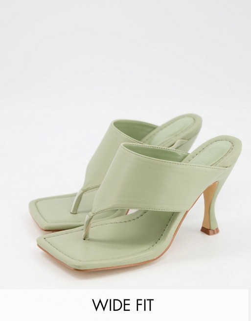 Z_Code_Z Wide Fit Nada toe post padded mules in sage - MGREEN