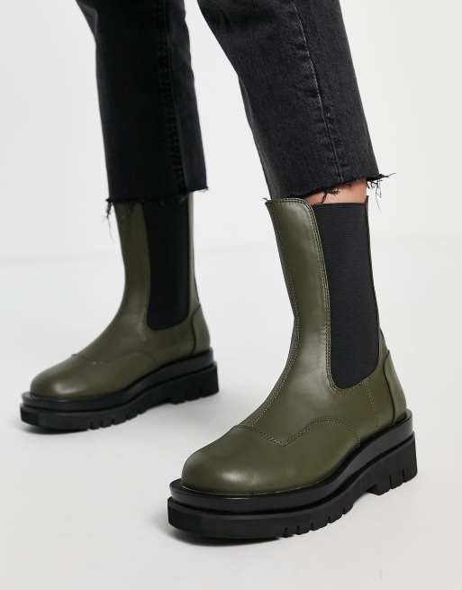 Z Code Z Wide Fit Nora chunky chelsea boots in olive