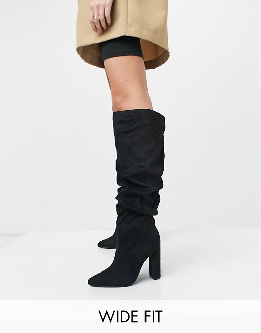 Z_Code_Z Wide Fit Vanda slouch knee boots in black - BLACK