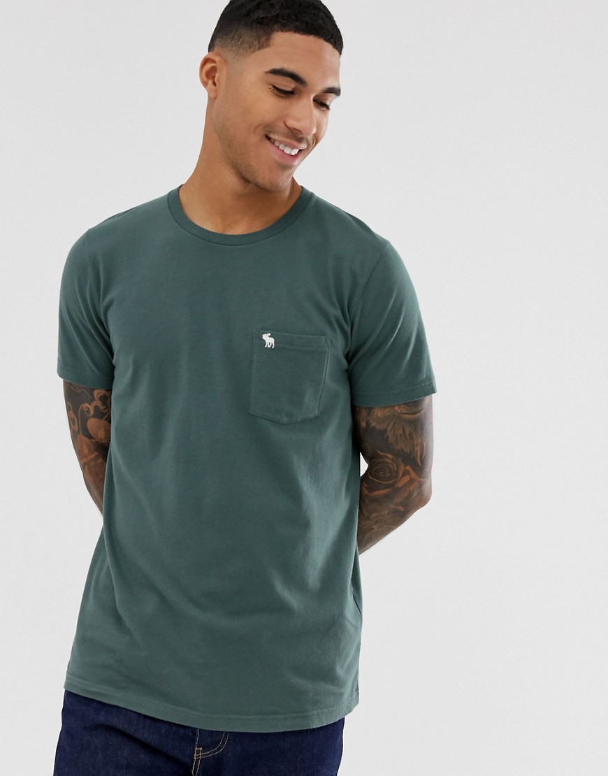 фото Зеленая футболка с карманом и логотипом abercrombie & fitch-зеленый