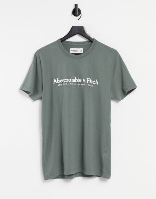 фото Зеленая футболка с логотипом abercrombie & fitch elevated tech-зеленый цвет