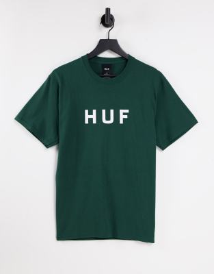 фото Зеленая футболка с логотипом huf essentials og-зеленый цвет