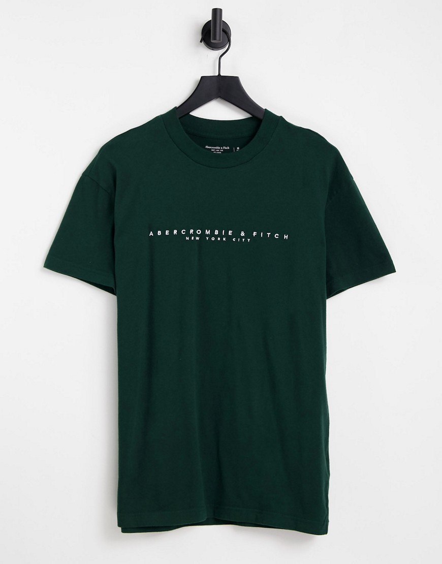 фото Зеленая футболка с логотипом на груди abercrombie & fitch cross-зеленый цвет