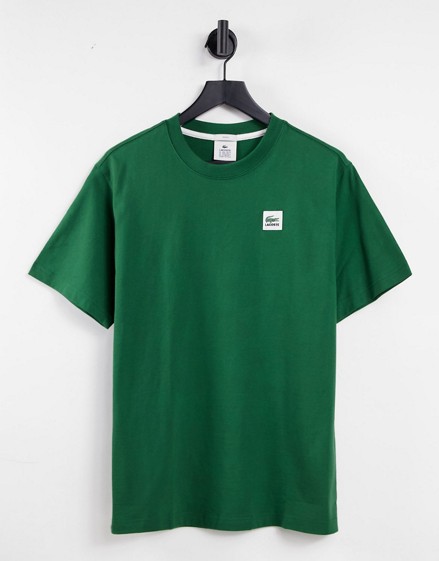 фото Зеленая футболка с логотипом-нашивкой lacoste – эксклюзивно для asos-зеленый цвет