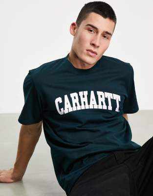 фото Зеленая футболка с надписью в университетском стиле carhartt wip-зеленый цвет