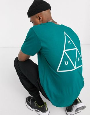 фото Зеленая футболка с принтом треугольников huf essentials-зеленый