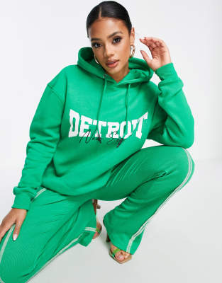 фото Зеленая худи в стиле oversized с логотипом detroit public desire-зеленый цвет