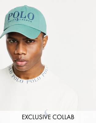 фото Зеленая кепка с текстовым логотипом polo ralph lauren x asos exclusive collab-зеленый цвет