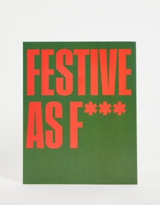 Книги и канцтовары  Asos Зеленая новогодняя открытка с надписью Festive As F Typo-Зеленый цвет