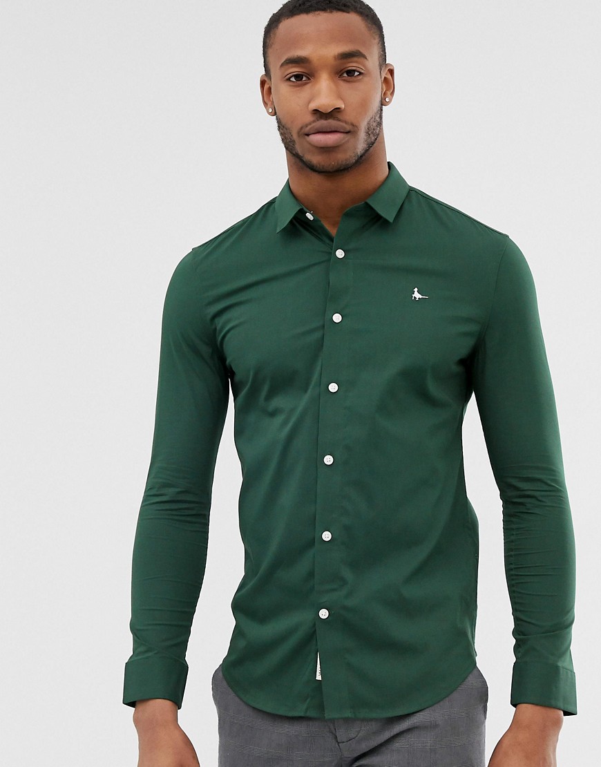 фото Зеленая приталенная рубашка jack wills hinton-зеленый