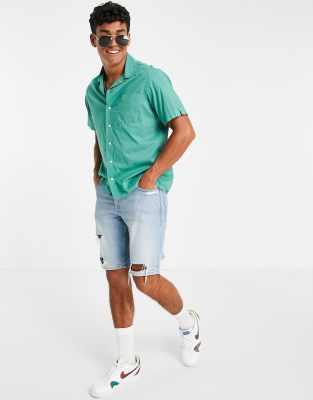  Asos Зеленая рубашка с короткими рукавами и логотипом игрока Polo Ralph Lauren-Зеленый цвет