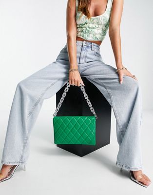 фото Зеленая сумка через плечо со сменным ремешком и разными вставками asos design-зеленый цвет