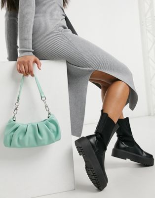 фото Зеленая сумка на плечо со съемным ремешком и присборенным дизайном asos design-зеленый