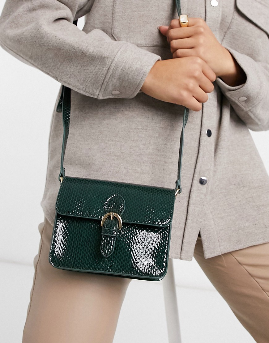 фото Зеленая сумка-портфель со змеиным узором asos design-зеленый цвет