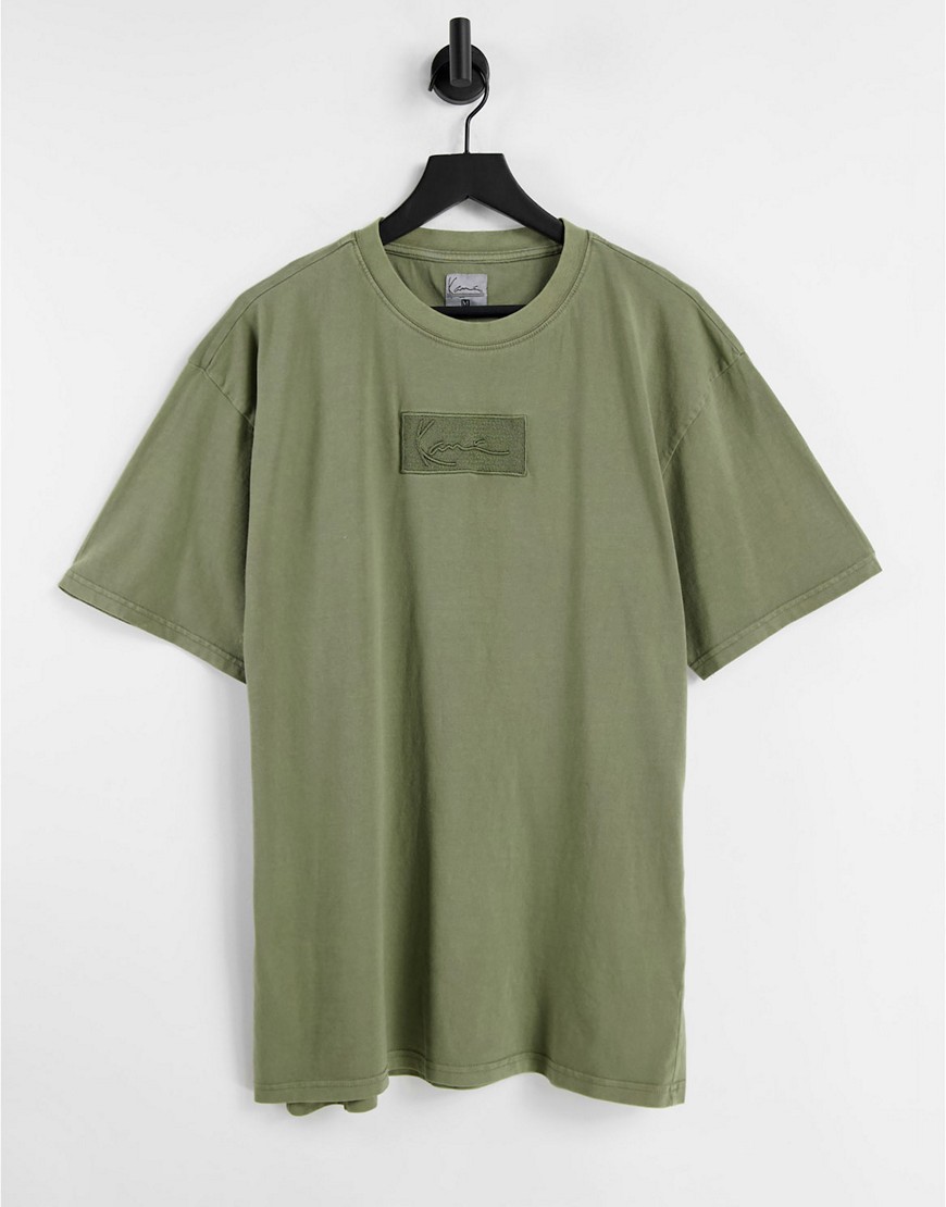 Зеленая выбеленная футболка с маленьким логотипом-вставкой -Зеленый цвет Karl Kani 11809147