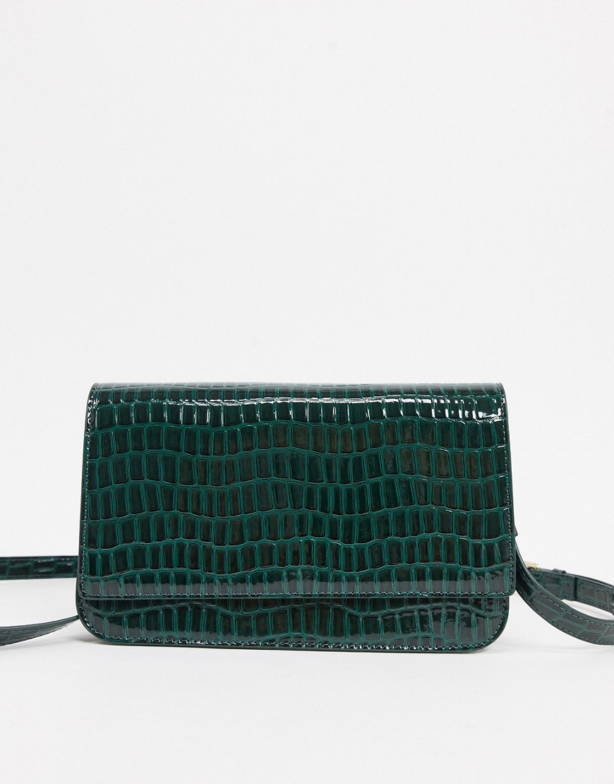 фото Зеленая сумка сэтчел с эффектом крокодиловой кожи asos design-зеленый