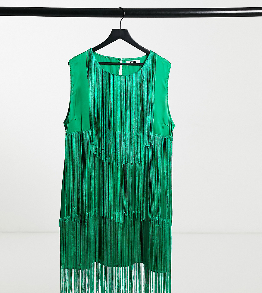 Зеленое эффектное платье с бахромой Elvi Plus-Зеленый