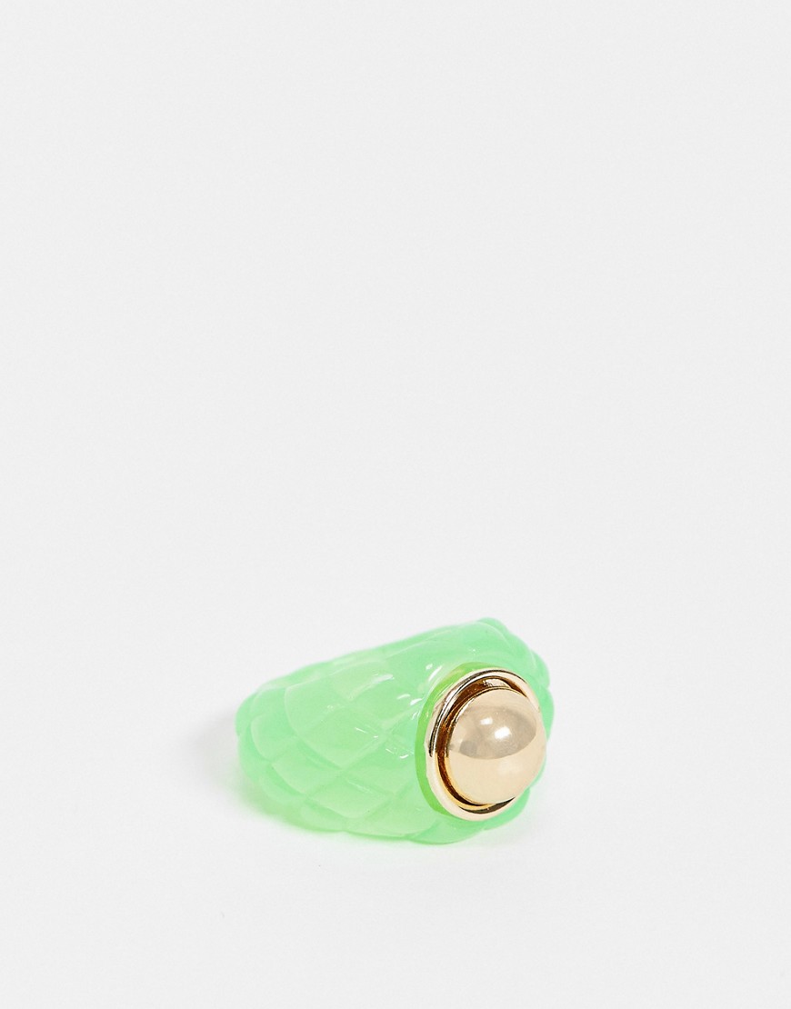 фото Зеленое кольцо из фактурного пластичного каучука с отделкой заклепкой asos design-зеленый цвет