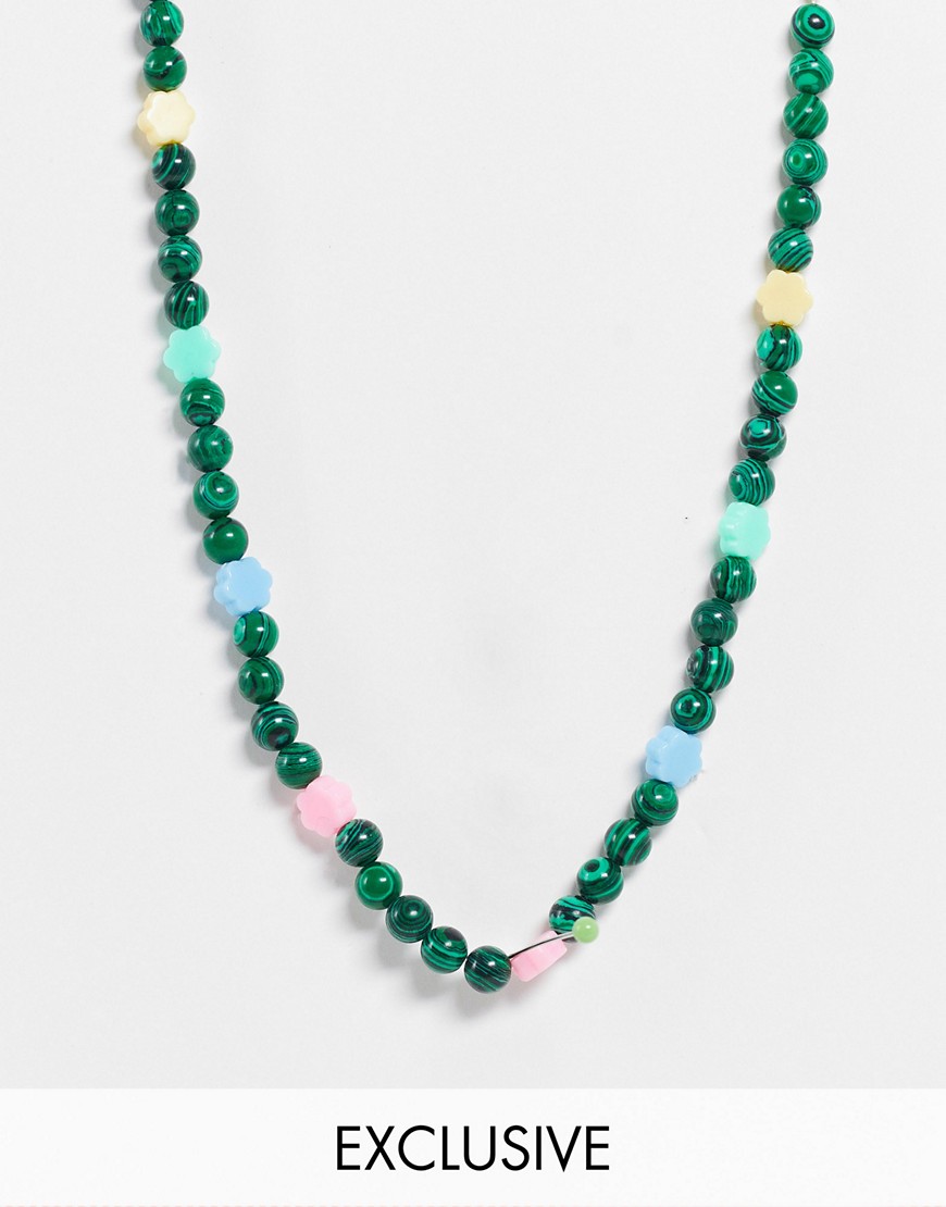 фото Зеленое ожерелье в стиле унисекс с бусинами в форме цветов reclaimed vintage inspired-зеленый цвет