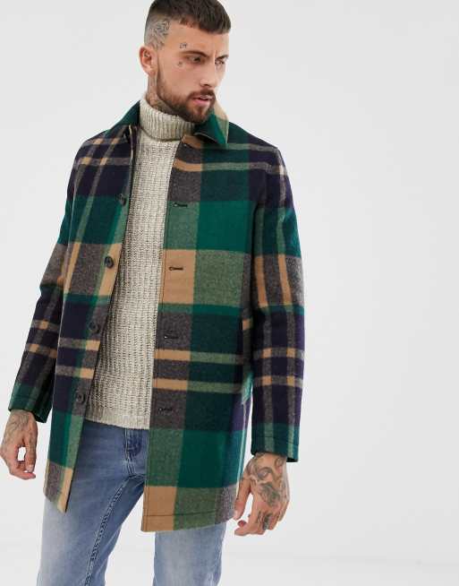 Зеленое пальто в клетку ASOS DESIGN | ASOS