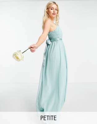   Asos Зеленое платье макси на одно плечо Little Mistress Petite Bridesmaid-Зеленый цвет