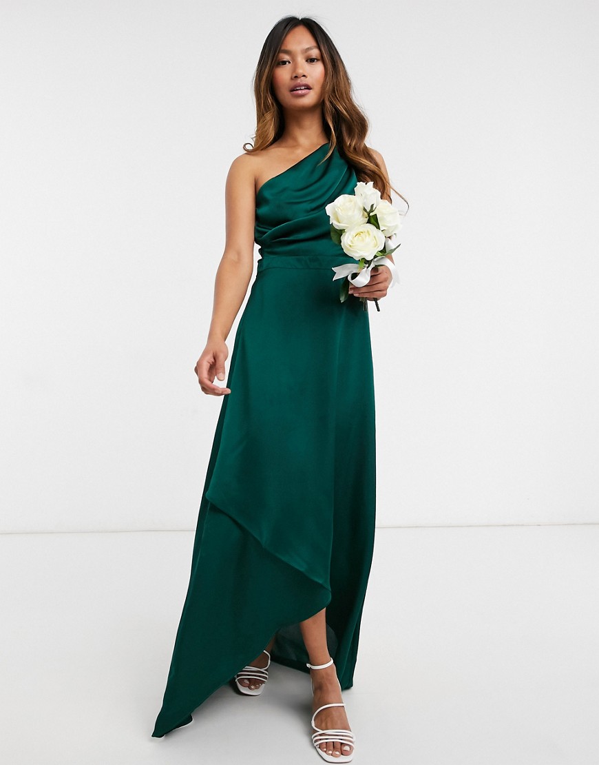 Зеленое платье макси на одно плечо TFNC Bridesmaid-Зеленый цвет