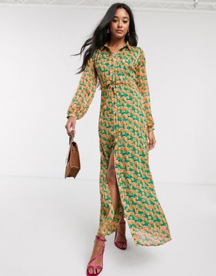 фото Зеленое платье макси с цветочным принтом fabienne chapot-мульти