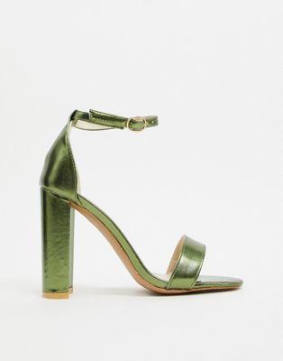 фото Зеленые босоножки металлик на каблуке glamorous-зеленый