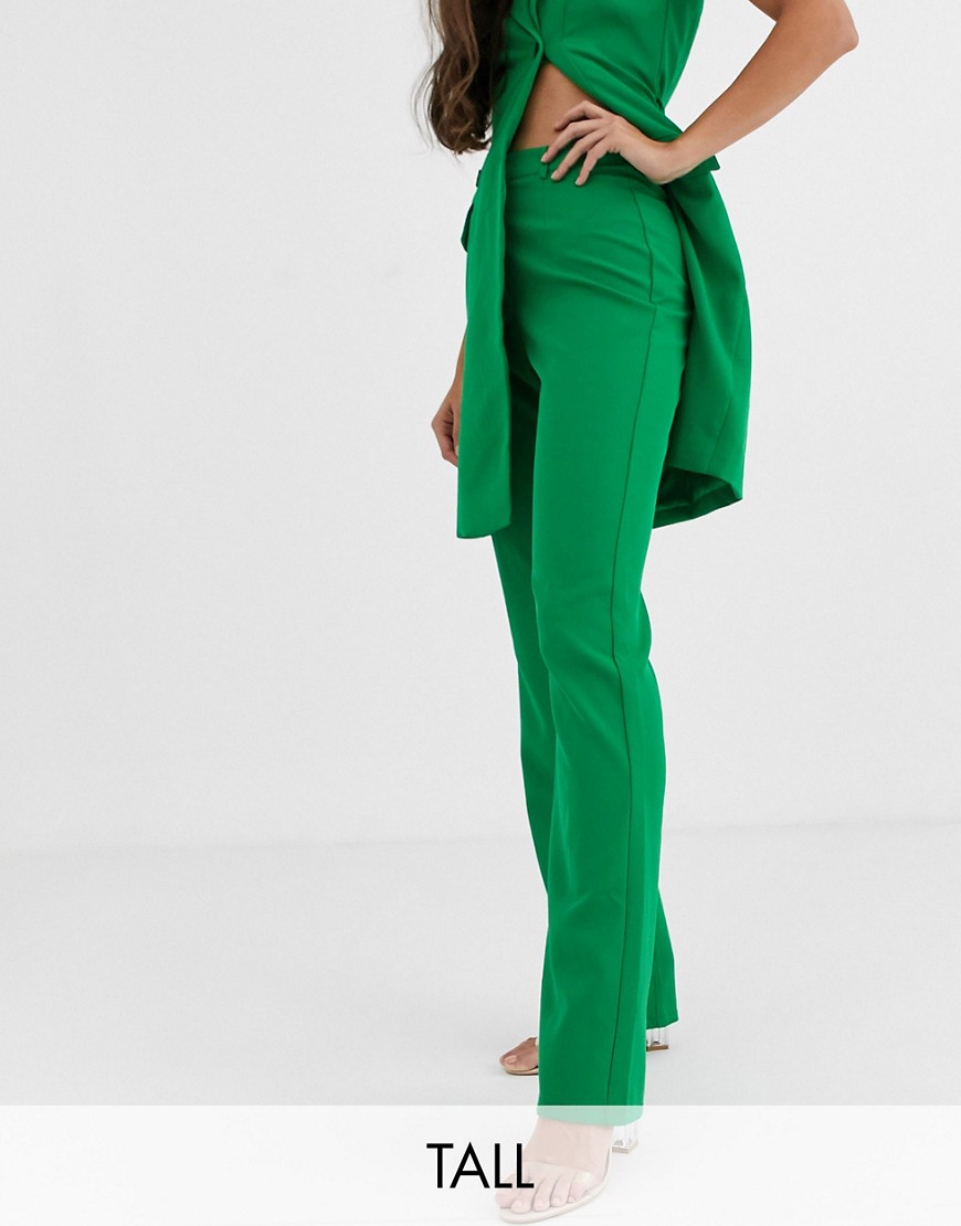 фото Зеленые брюки прямого кроя с завышенной талией missguided tall-зеленый