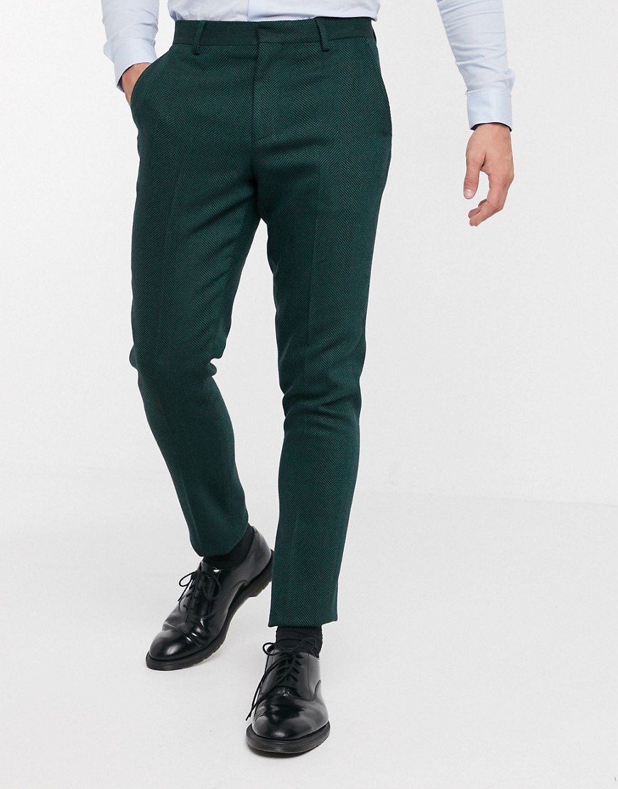 фото Зеленые брюки скинни с добавлением шести asos design wedding-зеленый