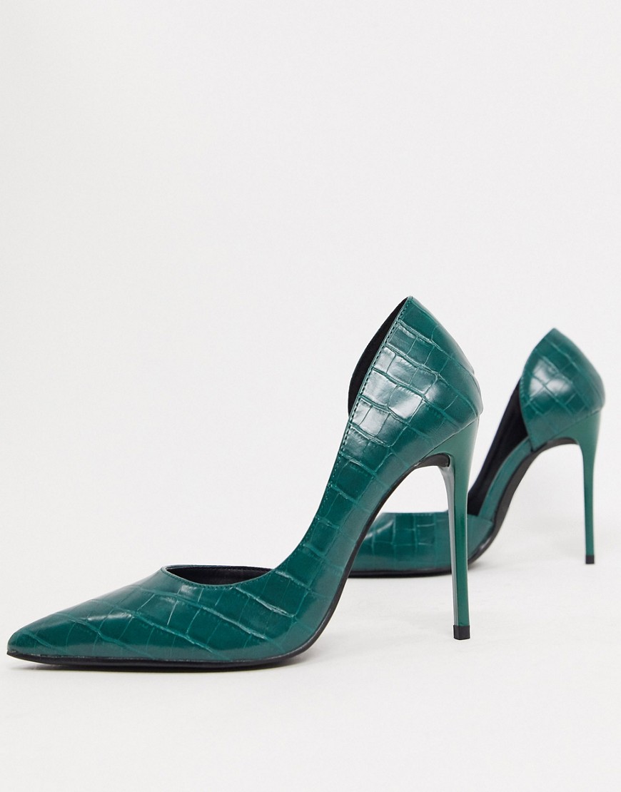 Зеленые остроносые туфли на каблуке-шпильке Truffle Collection-Зеленый