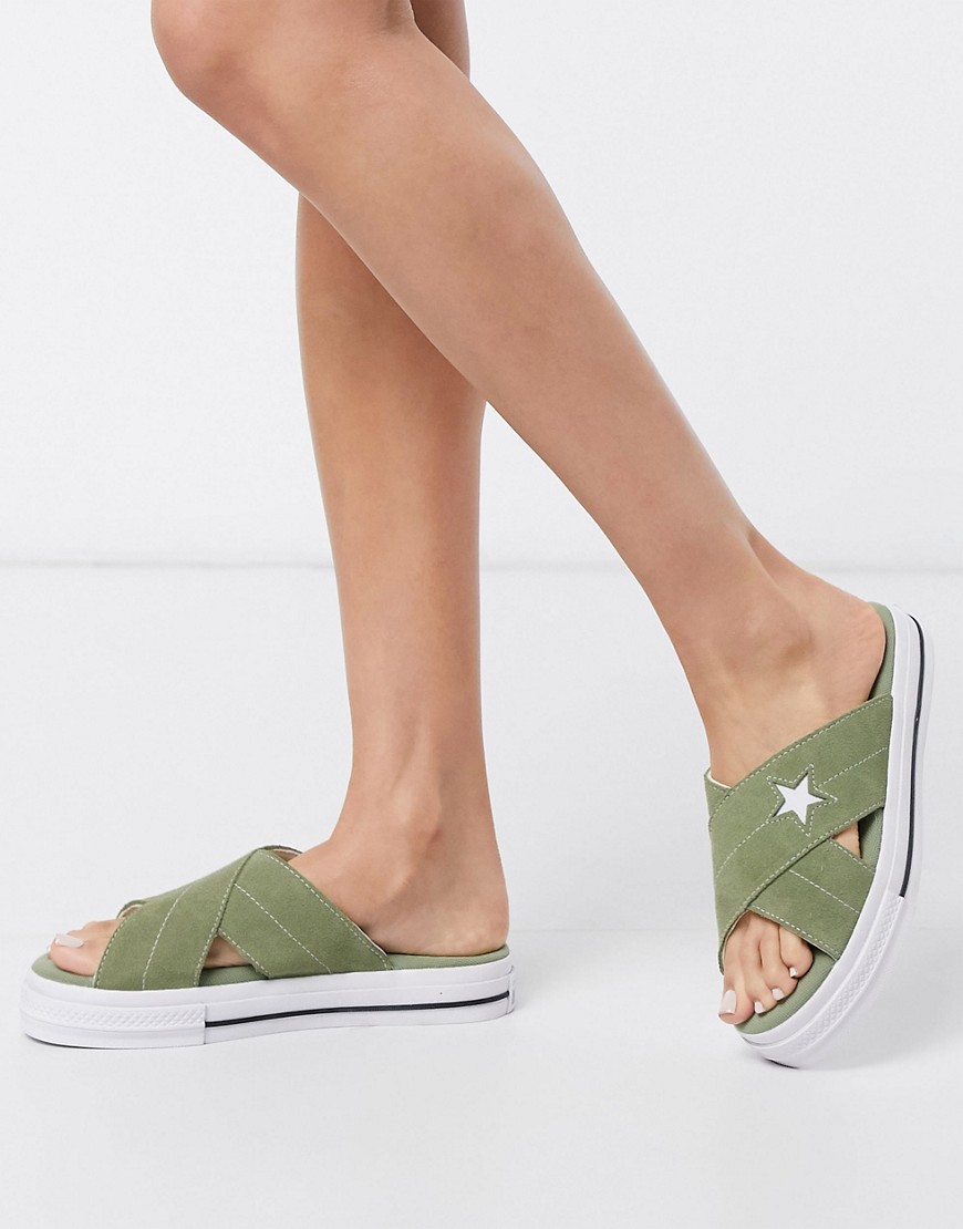фото Зеленые сандалии цвета хаки converse-зеленый