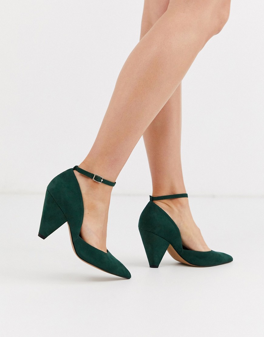 фото Зеленые туфли на среднем каблуке с острым носом asos design speak out-зеленый