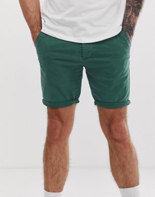 фото Зеленые выбеленные шорты чиносы зауженного кроя asos design-зеленый