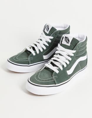 фото Зеленые высокие кроссовки vans sk8-hi-зеленый цвет