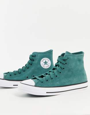 фото Зеленые замшевые кроссовки converse chuck taylor all star-зеленый цвет