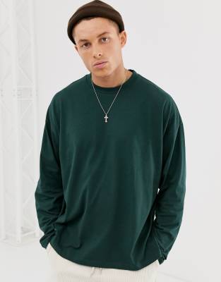 фото Зеленый длинный oversize-лонгслив с разрезами asos design